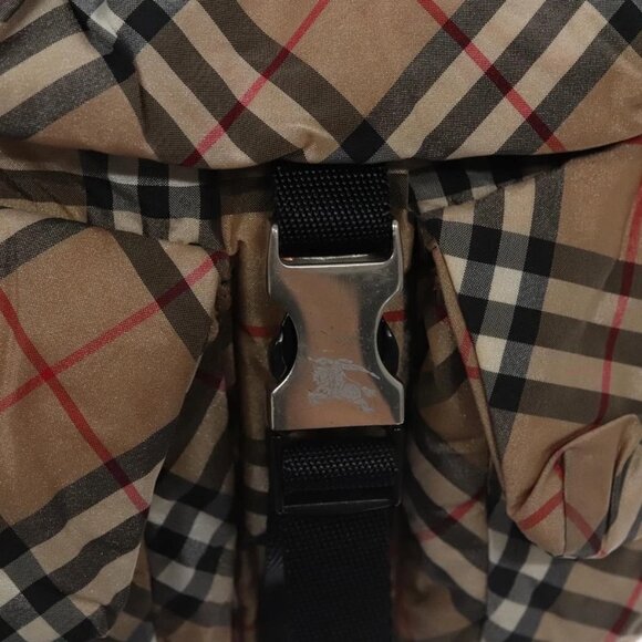 BURBERRY Nova Check Blue Label Backpack Nylon Beige Silver Auth am7971 - Picture 14 of 16